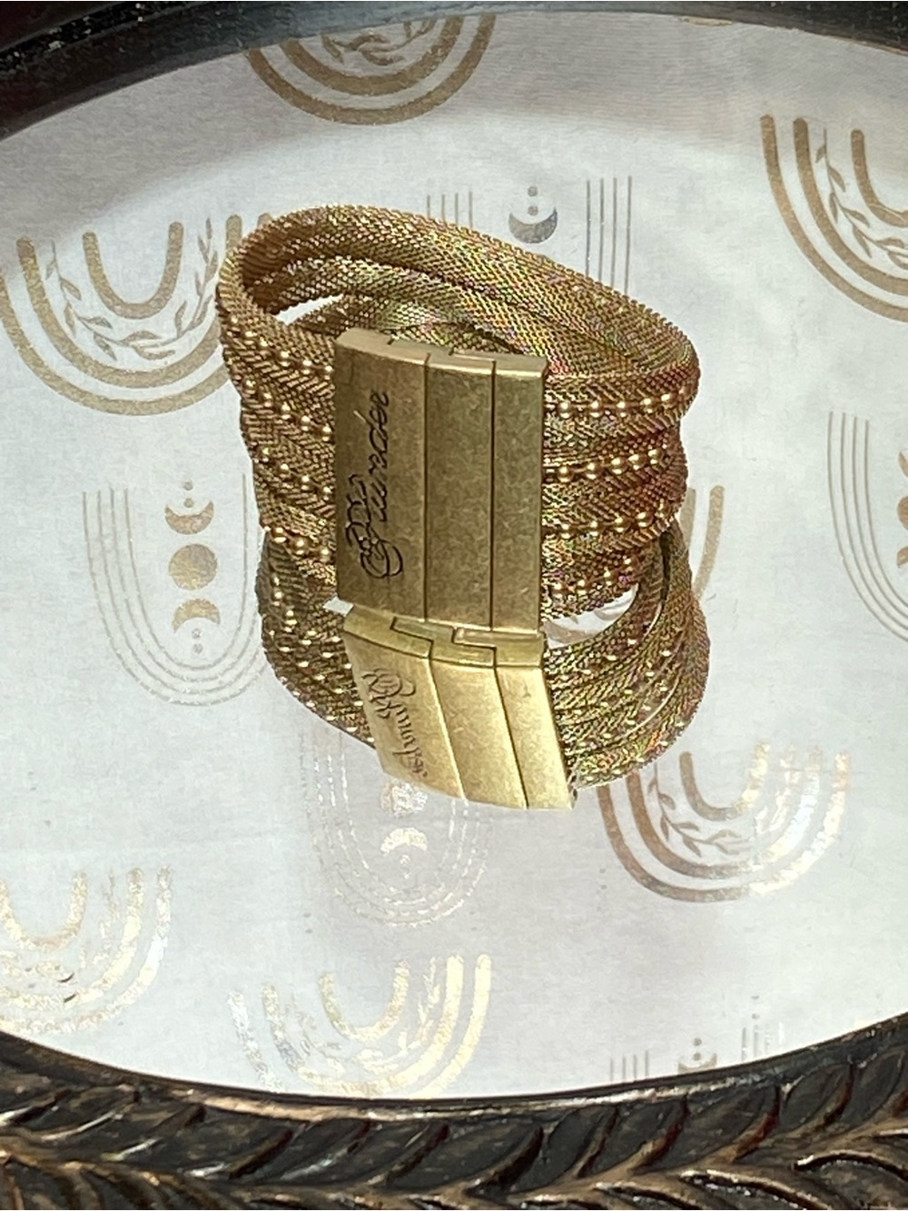Plunder Gold Multi-Strand Mesh Bracelet with Engraved Clasp